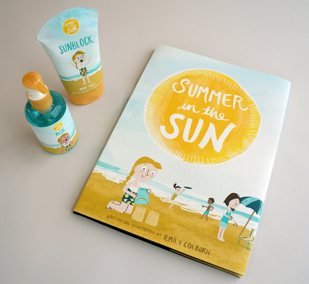 book cover, sunscreen and aloe design